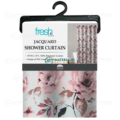 CORTINA DE BAÑO JACQUARD DISEÑO FLORAL