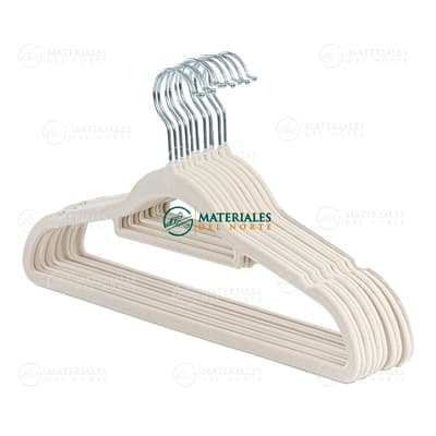 SET DE 10 GANCHOS DE TERCIOPELO MARFIL ANTIDESLIZANTES
