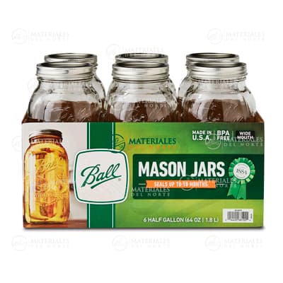 JUEGO DE 6 FRASCOS DE 64 OZ CON BOCA ANCHA