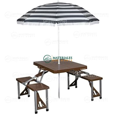 JUEGO DE MESA PARA ACAMPAR CON SOMBRILLA PLEGABLE 615-45